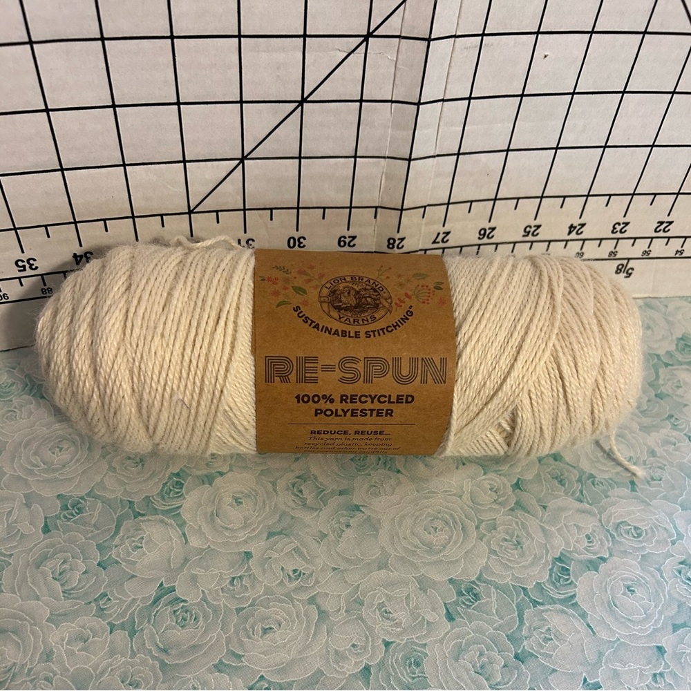 Lion Brand Re-Spun 100% Recycled Polyester Yarn 1 Skein of Whipped Cream